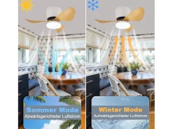 Ventilador de techo NETTLIFE con iluminación y control remoto LED 23W regulable silencioso 70CM verano/invierno temporizador de 6 velocidades