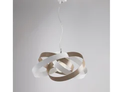 Vertigo - Lámpara colgante de hierro lacado blanco y gris tórtola con cable de acero orientable 1 luz 125 - Ø54 - BL156-1-BT
