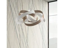 Vertigo - Lámpara colgante de hierro lacado blanco y gris tórtola con cable de acero orientable 1 luz 125 - Ø54 - BL156-1-BT