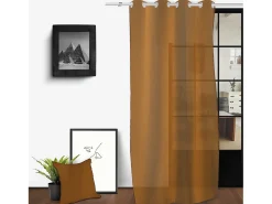 Soleil d'ocre Ropa De Casa^Visillo con ojales en algodón lavado 135x250 cm SPIRIT bronce Amarillo