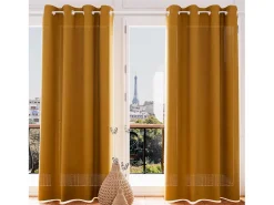 Soleil d'ocre Ropa De Casa^Visillo con ojales jacquard TERCIOPELO Ocre Naranja