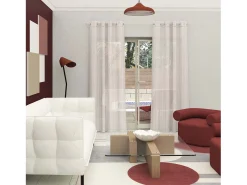 Soleil d'ocre Ropa De Casa^Visillo con ojales 135x250 cm CHARLIE, por Rojo
