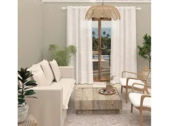 Clearance Soleil d'ocre Visillo con ojales 135x250 cm CELIA , por Blanco