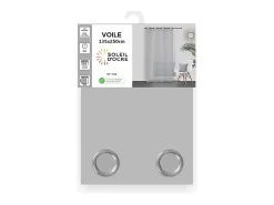 Soleil d'ocre Ropa De Casa^Visillo con ojales 135x250 cm DOLLY claro, por Gris