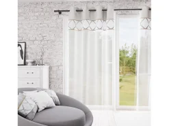 Soleil d'ocre Ropa De Casa^Visillo de ojales de algodón puro 135x250 cm AUDE, por Gris