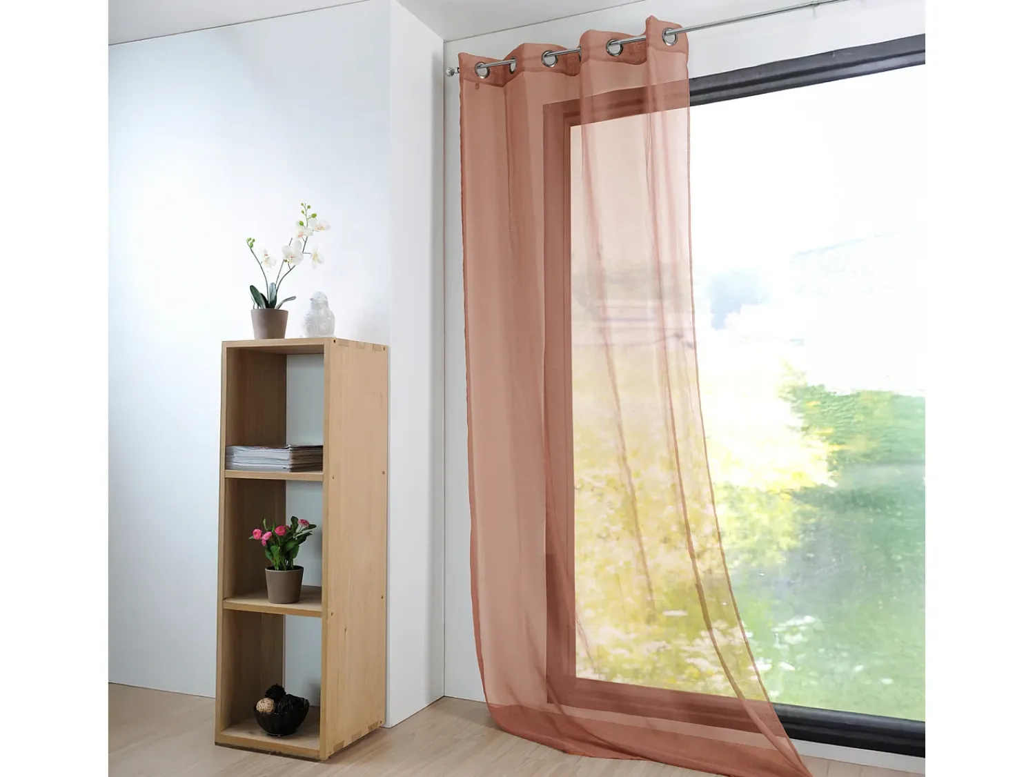 Ropa De Casa^Visillo liso ligero con 16 colores Terracota