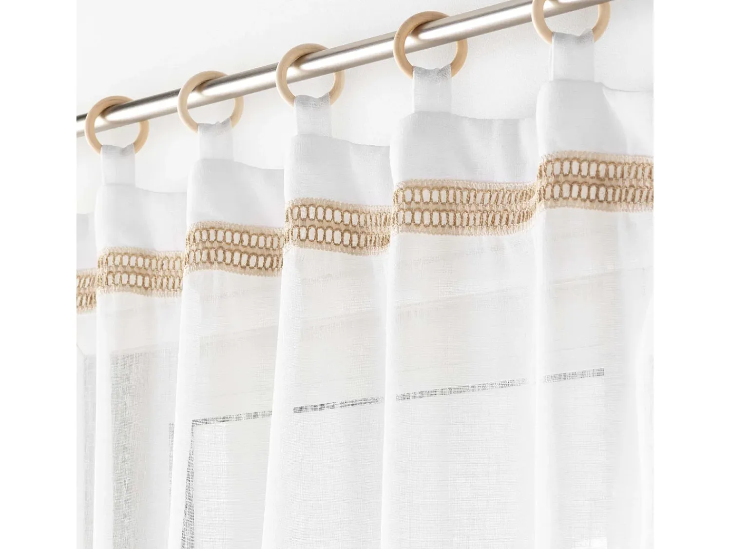 New Douceur d'intérieur Visillos con ojales de madera Blanco