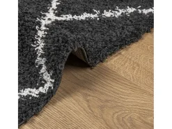 Vito Alfombra de pelo largo moderna PAMPLONA negro y crema 200x280cm