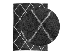 Vito Alfombra de pelo largo moderna PAMPLONA negro y crema 200x280cm