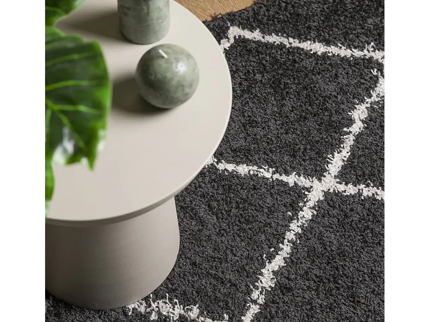 Vito Alfombra de pelo largo moderna PAMPLONA negro y crema 200x280cm