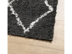 Vito Alfombra de pelo largo moderna PAMPLONA negro y crema 200x280cm