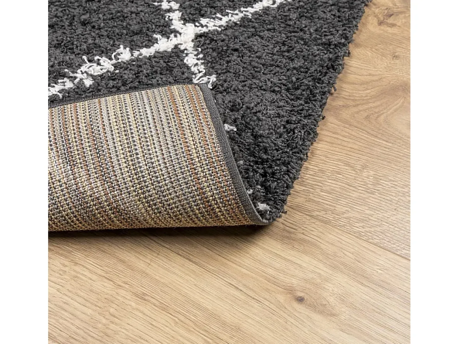 Vito Alfombra de pelo largo moderna PAMPLONA negro y crema 200x280cm