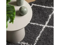 Vito Alfombra de pelo largo moderna PAMPLONA negro y crema 100x200cm