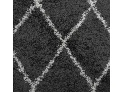 Vito Alfombra de pelo largo moderna PAMPLONA negro y crema 100x200cm