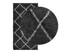 Garden Furniture Alfombra De Salón^Vito Alfombra de pelo largo moderna PAMPLONA negro y crema 80x150 cm Negro / Crema