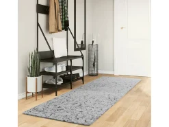 Vito Alfombra peluda de pelo largo moderna PAMPLONA gris 80x250 cm