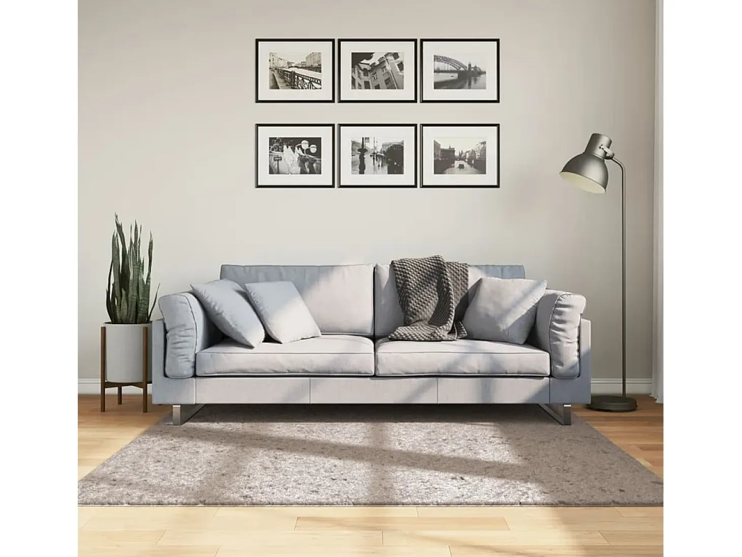 Vito Alfombra peluda de pelo largo moderna PAMPLONA beige 160x160 cm