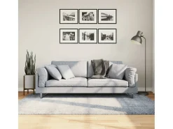 Vito Alfombra peluda de pelo largo moderna PAMPLONA azul 140x200 cm