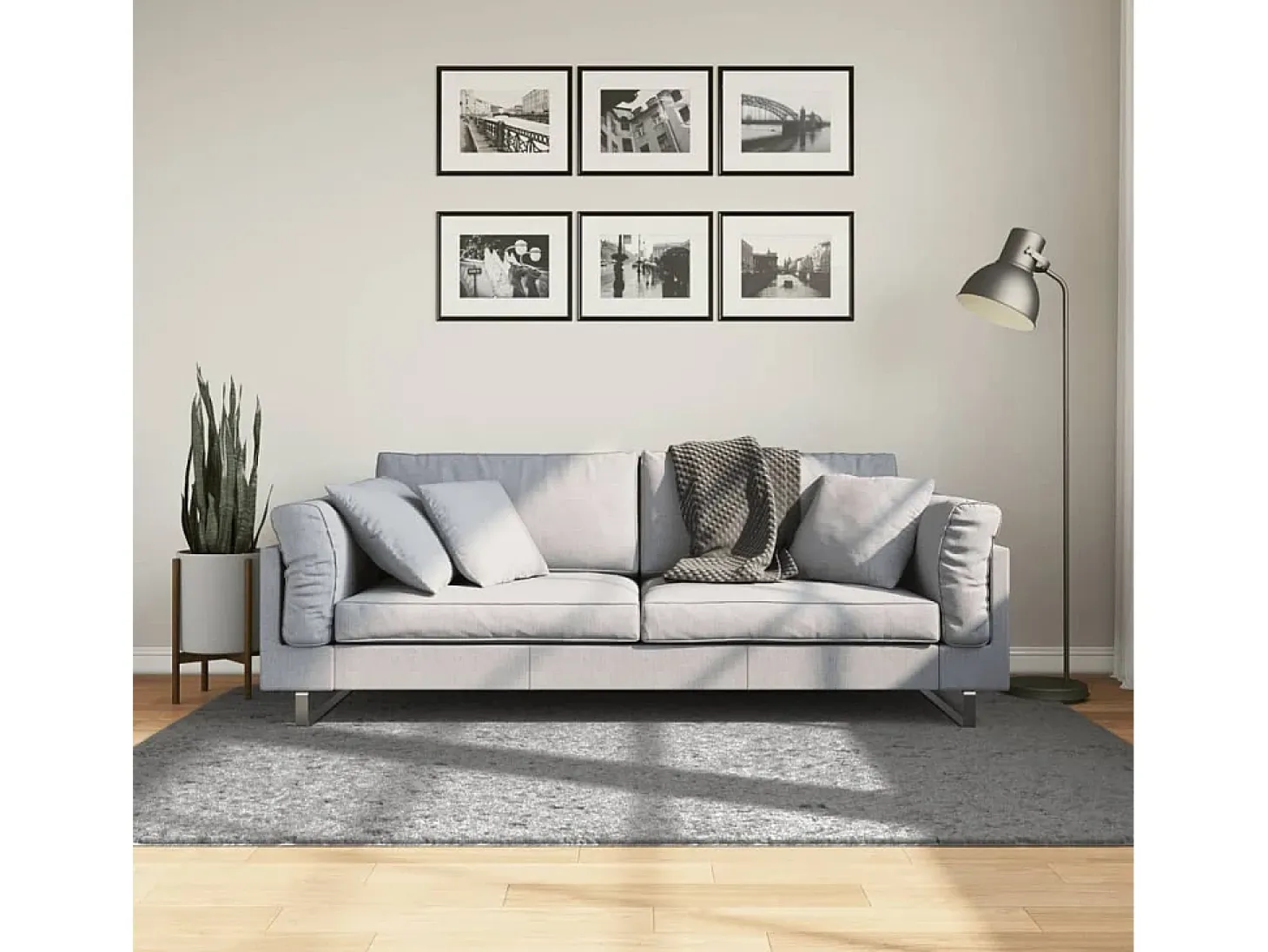 Vito Alfombra peluda de pelo largo moderna PAMPLONA gris 140x200 cm