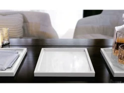 Clearance Vladon Cuenco decorativo Maya, moderno Plato decorativo cuadrado, de alto brillo (20 x 1,8 x 20 cm) Blanco