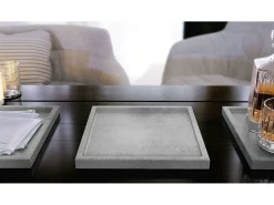 Presentación Y Servicio^Vladon Cuenco decorativo Maya, moderno Plato decorativo cuadrado, Hormigón Oxidado , Juego de 3 (20 x 1,8 x 20 cm) Color natural oscuro