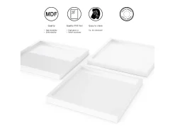 Hot Vladon Cuenco decorativo Maya, moderno Plato decorativo cuadrado, de alto brillo, Juego de 3 (20 x 1,8 x 20 cm) Crema