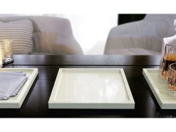 Hot Vladon Cuenco decorativo Maya, moderno Plato decorativo cuadrado, de alto brillo, Juego de 3 (20 x 1,8 x 20 cm) Crema