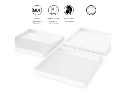 Vladon Cuenco decorativo Maya, moderno Plato decorativo cuadrado,Gris arena de alto brillo, Juego de 3 (20 x 1,8 x 20 cm)