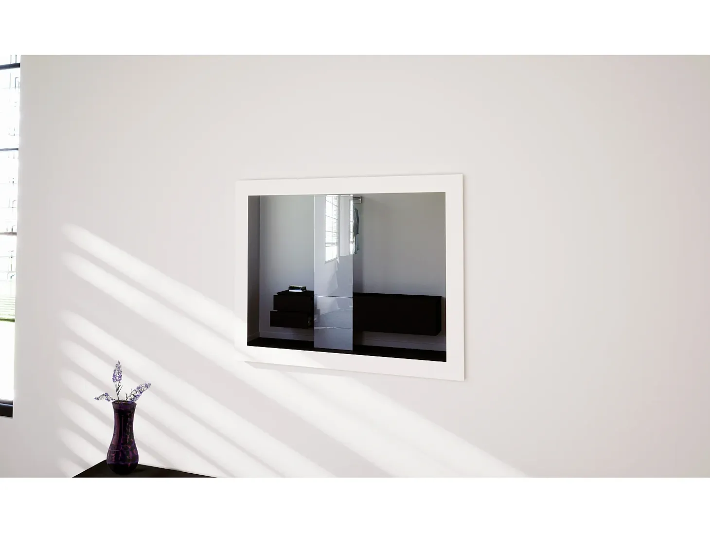 Vladon Espejo Löhne, Espejo de pared con Marco moderno, blanco mate (75,5 x 59,7 cm)
