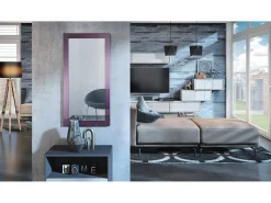 New Vladon Espejo Lima, Espejo de pared con Marco moderno, Blanco de alto brillo (89 x 45 cm) Violeta