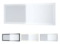 Best Vladon Espejo Lima, Espejo de pared con Marco moderno, Blanco de alto brillo (139 x 55 cm) Caqui