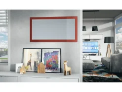 Online Vladon Espejo Lima, Espejo de pared con Marco moderno, Blanco de alto brillo (110 x 52 cm) Granate