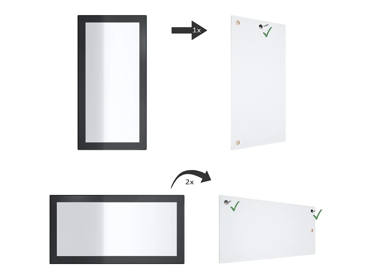 Outlet Vladon Espejo Lima, Espejo de pared con Marco moderno, Blanco de alto brillo (89 x 45 cm) Gris