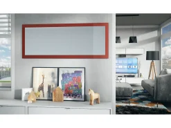 Vladon Espejo Lima, Espejo de pared con Marco moderno, Blanco de alto brillo (139 x 55 cm)