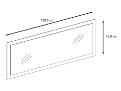 Vladon Espejo Lima, Espejo de pared con Marco moderno, Blanco de alto brillo (139 x 55 cm)
