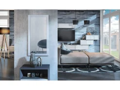 Vladon Espejo Lima, Espejo de pared con Marco moderno, Blanco de alto brillo (89 x 45 cm)