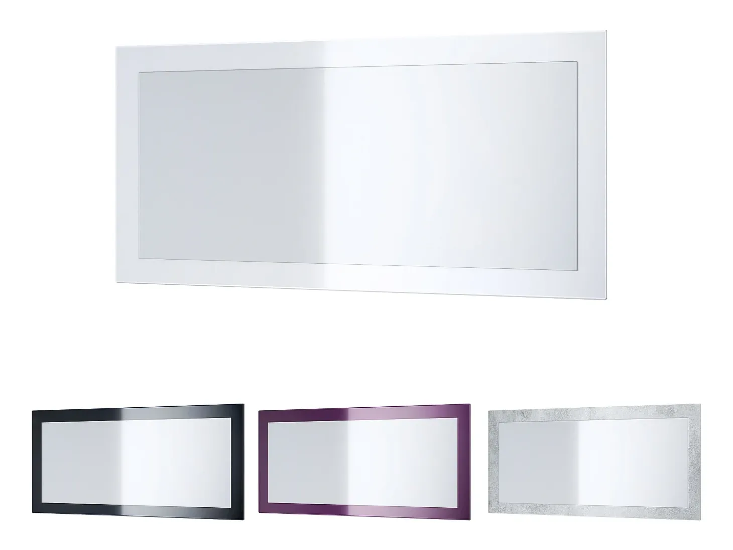 Vladon Espejo Lima, Espejo de pared con Marco moderno, Blanco de alto brillo (89 x 45 cm)