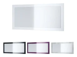 Espejo De Pared|Espejo^Vladon Espejo Lima, Espejo de pared con Marco moderno, Blanco de alto brillo (89 x 45 cm) Granate