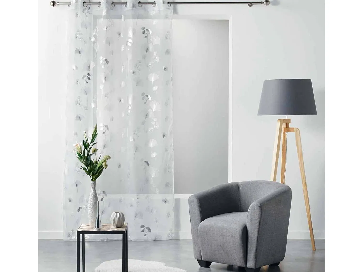 Douceur d'intérieur Ropa De Casa^Voile estampado metalizado Blanco