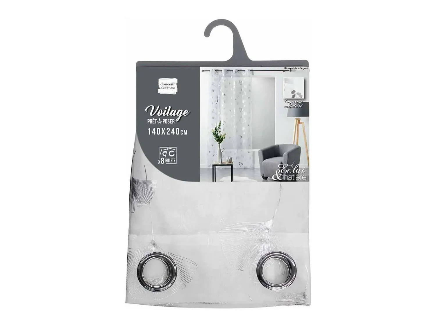 Douceur d'intérieur Ropa De Casa^Voile estampado metalizado Blanco