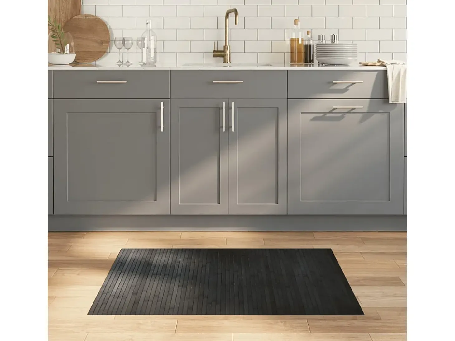Wakil Alfombra rectangular bambú gris 70x100 cm