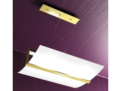 Wood Sospensione Cm.50 2 Luci Foglia Oro