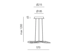 Yara Lámpara de araña LED moderna 40W Suspensión regulable 3000K luz cálida, diseño aro de aluminio blanco 57x120cm, 1900lm, LED integrado IP20