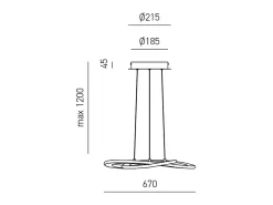Yara Lámpara de araña LED moderna 50W Suspensión regulable 4000K luz cálida, diseño aros de aluminio blanco 67x120cm, 2400lm, LED integrado IP20