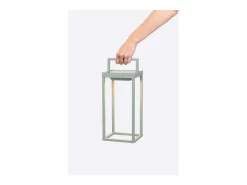 Zafferano - Farol solar para el hogar con 2 LED, 37,3 cm, lámpara de pared y mesa de 2 W a batería con sensor crepuscular, color verde salvia