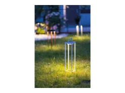 Zafferano - Farol solar para el hogar con 2 LED, 37,3 cm, lámpara de pared y mesa de 2 W a batería con sensor crepuscular, color verde salvia