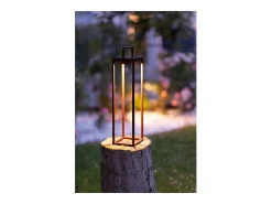 Zafferano - Farol solar para el hogar con 2 LED, 37,3 cm, lámpara de pared y mesa de 2 W a batería con sensor crepuscular, color verde salvia