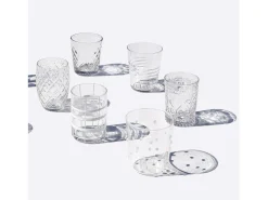 Zafferano Melting Pot Juego de 6 Vasos Monocolor - Transparente - Vidrio Soplado a Mano, 32 cl - Vasos Artesanos para Agua y Cócteles