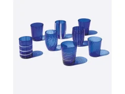 Vaso^Zafferano Melting Pot Juego de 6 Vasos Monocolor - Azul - Vidrio Soplado a Mano, 32 cl - Vasos Artesanos para Agua y Cócteles Azul oscuro