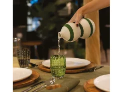 Zafferano Perle English Green Glass - Vidrio de color soplado a mano, 32 cl, hecho a mano - Juego de 2 vasos artesanales para agua o cócteles